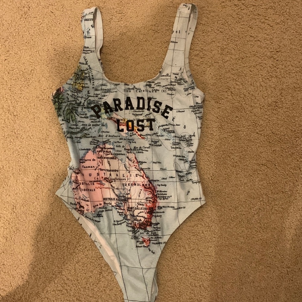 Forever 21 - paradise lost - 1 piece swim suit - fits like Size 28/S/M